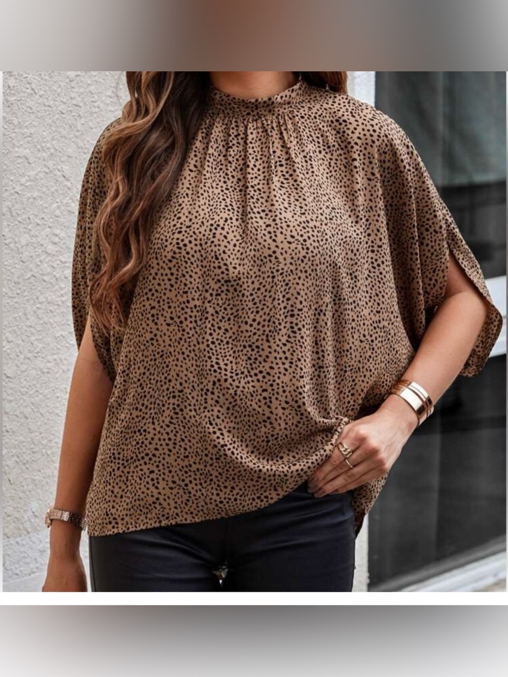 Boho Batwing Sleeve Tie Back Blouse Size Large NWOT